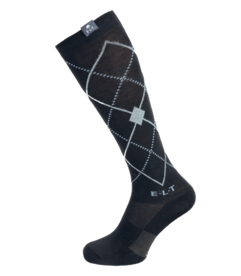 Paardrijsokken ELT Argyle Black-StoneBlue