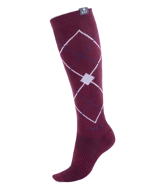 Paardrijsokken ELT Argyle Velvet red