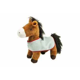 Groot staand pluchen paard 30cm met deken