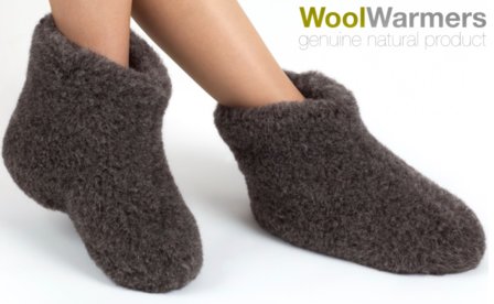 Woolwarmers Wollen Slof Dolly Zwart/Bruin