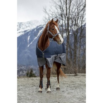 Regendeken Equitheme Tyrex Navy-Grey FLEECE gevoerd