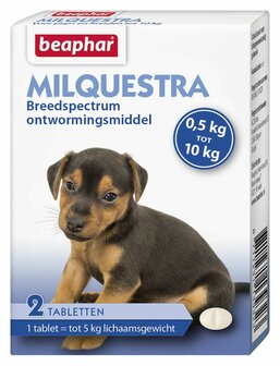 Beaphar Milquestra ontwormingsmiddel kleine hond / pup 2 tabletten