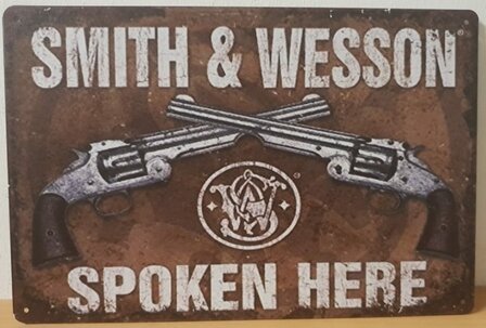 Waak Bord &quot;Smith &amp; Wesson&quot; Retro look 30x40cm