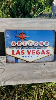 Metalen bord/sign Welcome to vegas 20x30cm