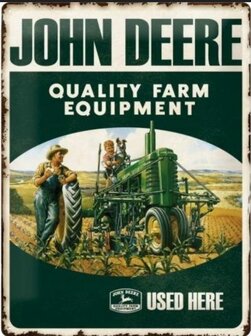 Metalen bord/sign John Deere Equipment 20x30cm