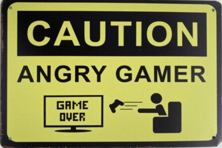 Metalen bord/sign Angry Gamer 20x30cm