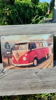 Metalen bord/sign VW Van Busje 20x30cm