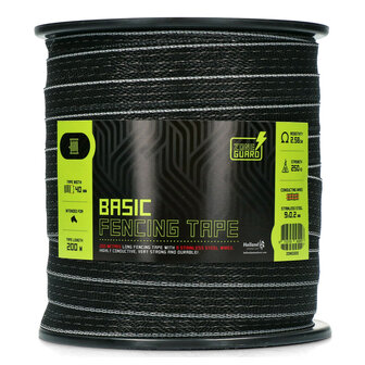 ZoneGuard 40 mm Basic afrasteringslint zwart 200 m (9 draden) 