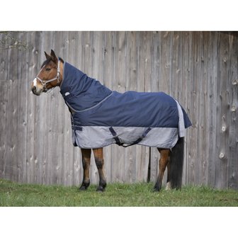 Regendeken Equitheme Tyrex Navy-Grey 0 grams nylon gevoerd