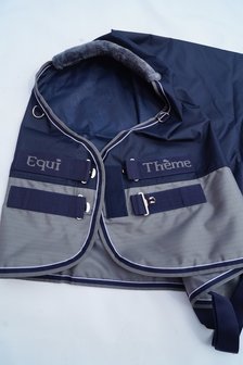 Regendeken Equitheme Tyrex Navy-Grey 0 grams nylon gevoerd