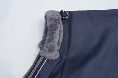 Regendeken Equitheme Tyrex Navy-Grey FLEECE gevoerd