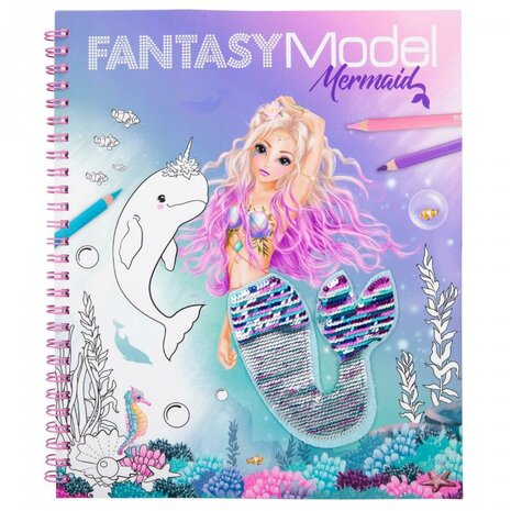 Fantasy Model kleurboek met pailletten