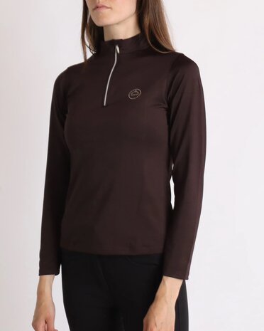 Montar Everly longsleeve polo crystal logo Brown