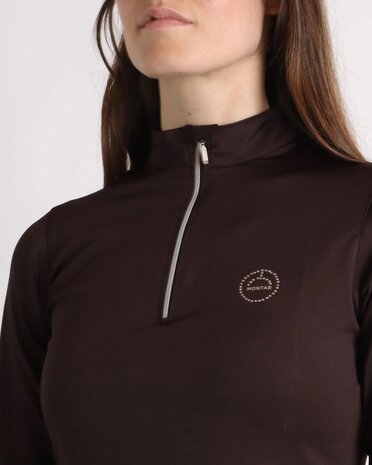 Montar Everly longsleeve polo crystal logo Brown