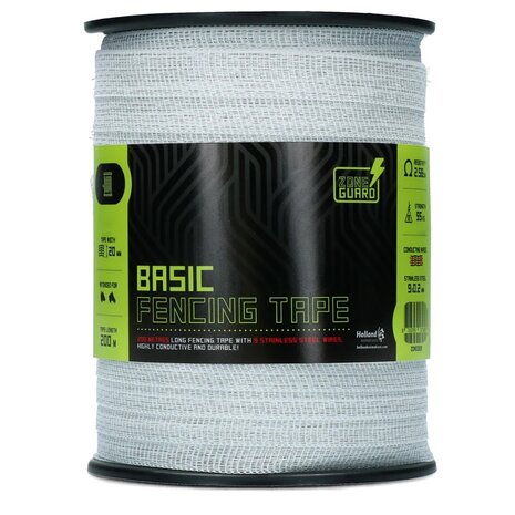 ZoneGuard 20 mm Basic afrasteringslint wit 200 m (9 draden) 