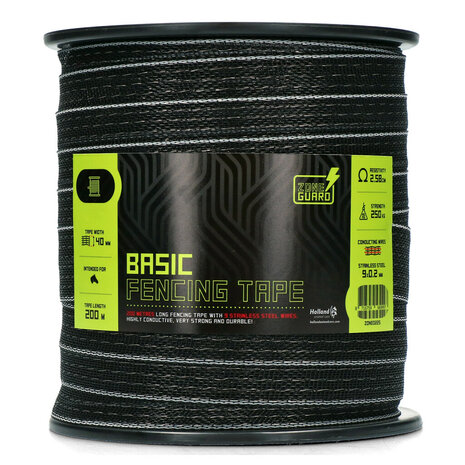 ZoneGuard 40 mm Basic afrasteringslint zwart 200 m (9 draden) 