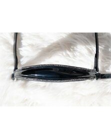 Showtime Lage africhtingsneusriem Lak strass zwart/zilver