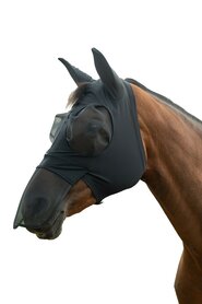 HKM Vliegenmasker Elastic met neusflap Zwart