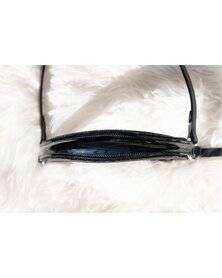 Showtime Lage africhtingsneusriem Lak strass zwart/zwart