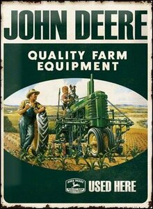 Bord / Sign John Deere Farm Equipment in relief 30x40cm
